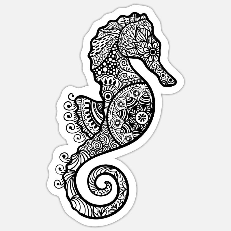 Seepferdchen - Sticker Größe S (10 x 10 cm) - Mattweiß