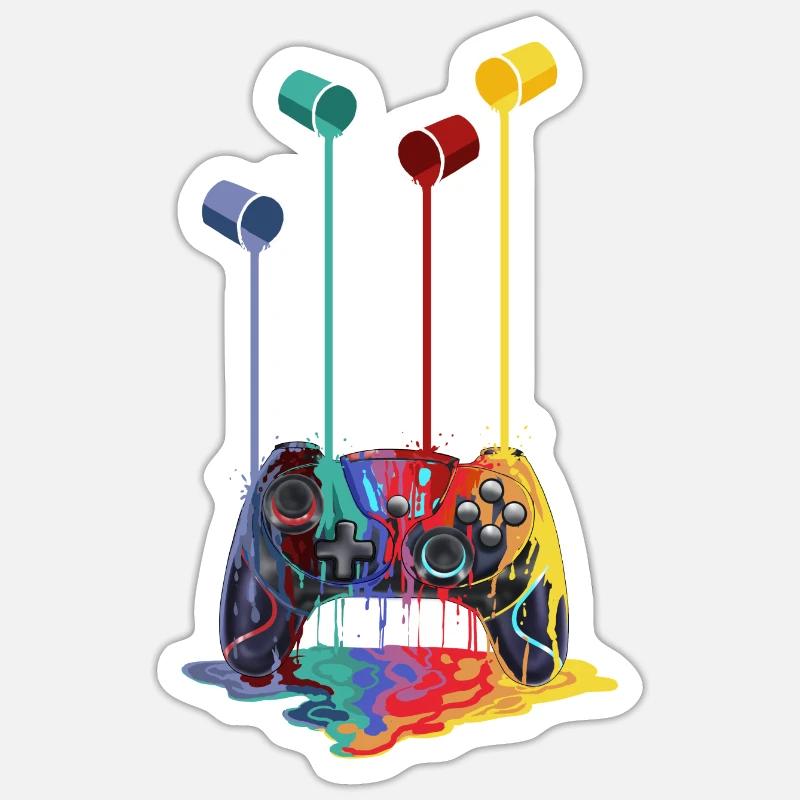 Regenbogen Kontroller - Sticker Größe S (10 x 10 cm) - Mattweiß