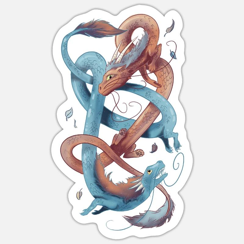 Double Dragons - Sticker Größe S (10 x 10 cm) - Mattweiß