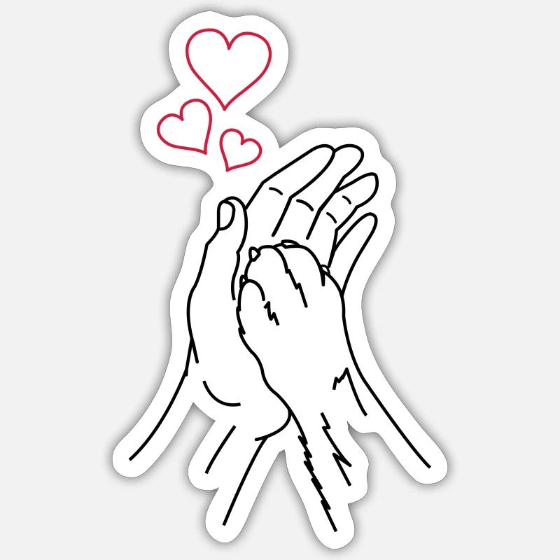 hand pfote liebe - Sticker Größe S (10 x 10 cm) - Mattweiß