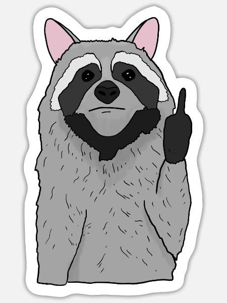 Süßer Waschbär zeigt Mittelfinger Geschenk - Sticker Größe S (10 x 10 cm) - Mattweiß