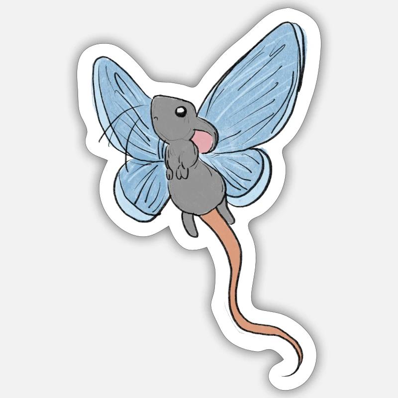 Die fliegende Maus - Sticker Größe S (10 x 10 cm) - Mattweiß