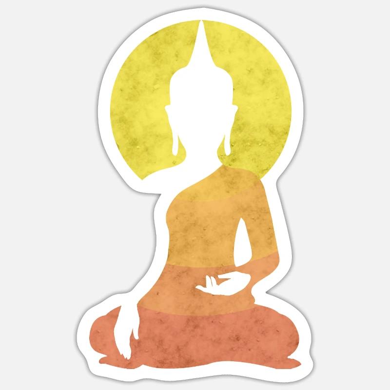 Méditation de Bouddha - Sticker taille S (10 x 10 cm) - blanc mat