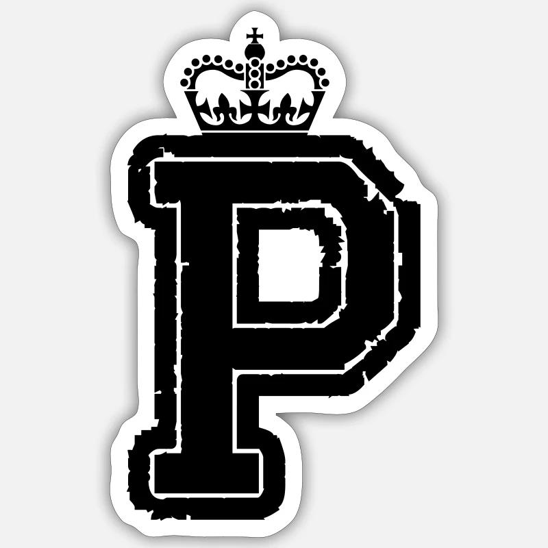 buchstabe P krone - Sticker Größe S (10 x 10 cm) - Mattweiß