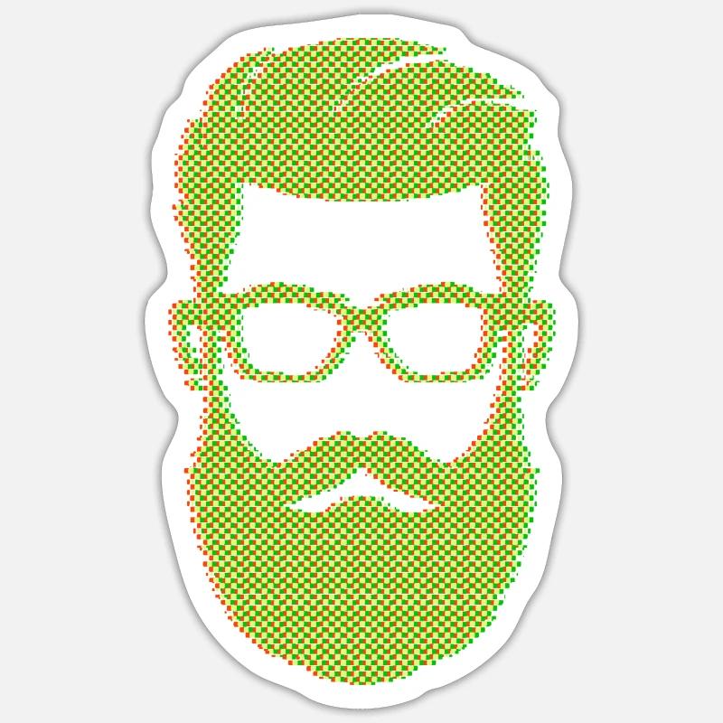Bärtig Männlichkeit Bart Bartfrisur Haare - Sticker Größe S (10 x 10 cm) - Mattweiß