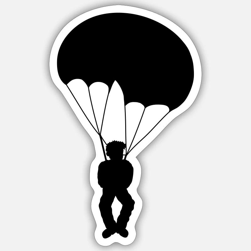 Conception de parachutiste Silhouette - Sticker taille S (10 x 10 cm) - blanc mat
