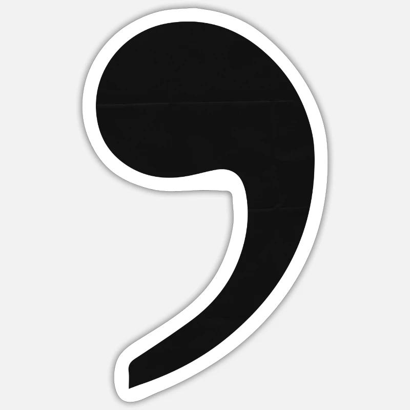 Komma schwarzer Trend Geschenkidee Interpunktion Sticker Größe S (10 x 10 cm)