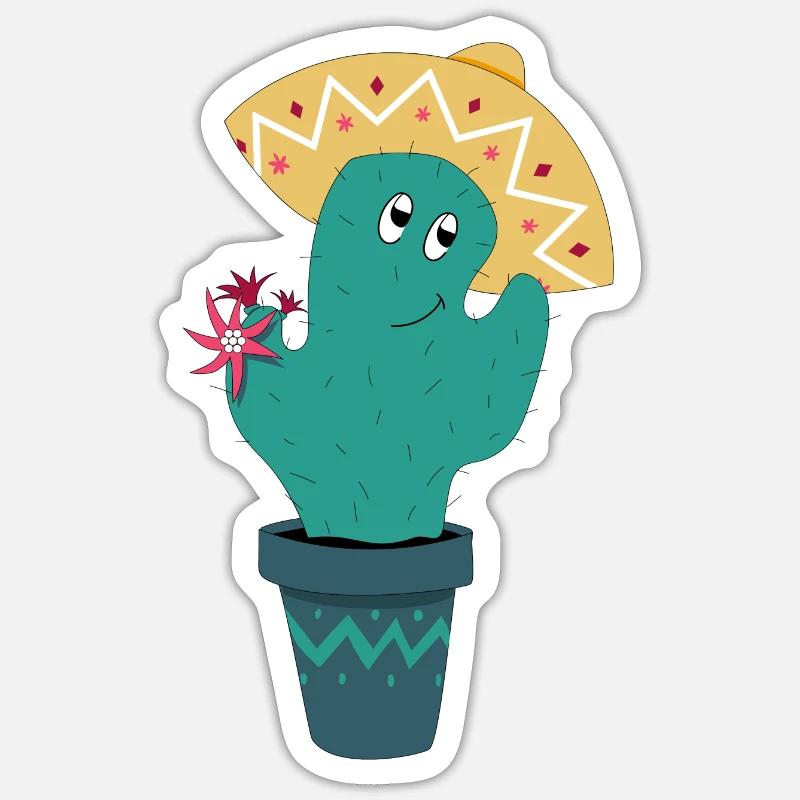 Cactus mexicain - Sticker taille S (10 x 10 cm) - blanc mat