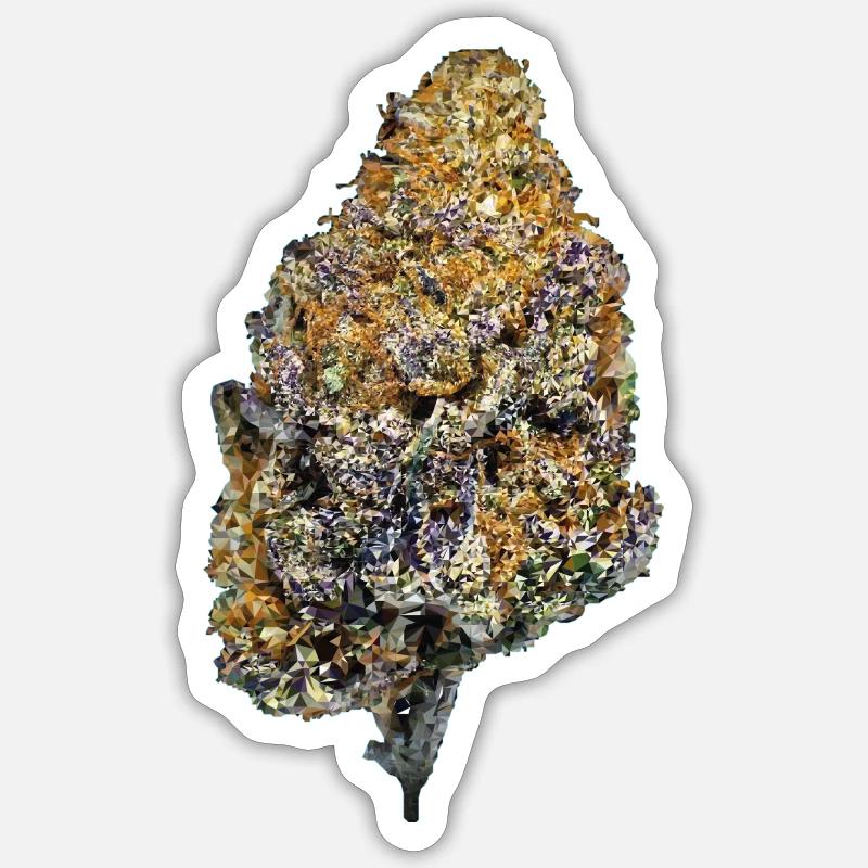 Tête de fleur de cannabis Polygone Design 420/710 Sticker taille S (10 x 10 cm)