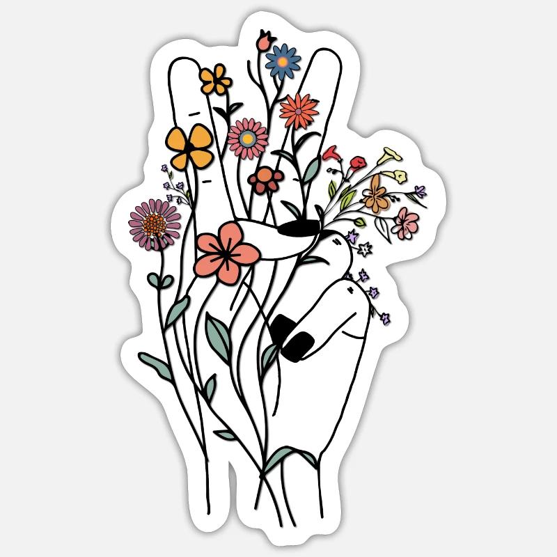 Peace hand Design / Peacezeichen - Sticker Größe S (10 x 10 cm) - Mattweiß