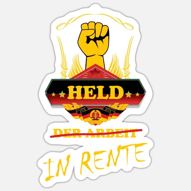 Held der Arbeit in Rente - Rentner Geschenk - Sticker Größe S (10 x 10 cm) - Mattweiß