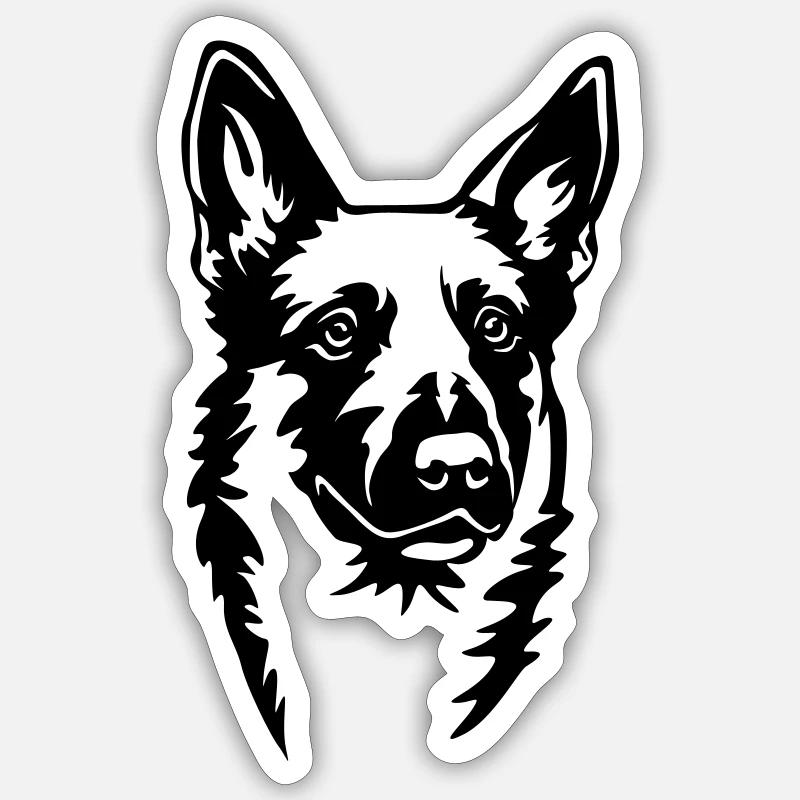 Malinois Kopf - Sticker Größe S (10 x 10 cm) - Mattweiß