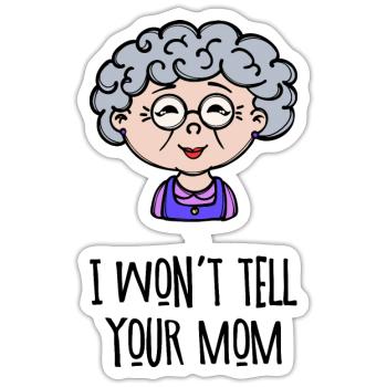 Old Woman Grandma Glasses Statement Grandmother Grandson - Sticker size S (10 x 10 cm) - white matte - Front