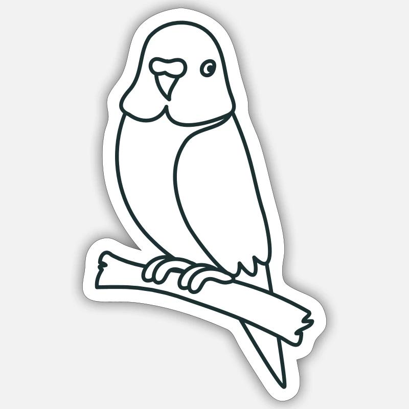 sitting budgie - Sticker size S (10 x 10 cm) - white matte