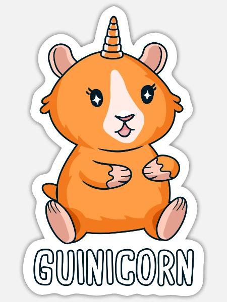 Meerschweinchen als Einhorn Gunicorn Meerschwein - Sticker Größe S (10 x 10 cm) - Mattweiß