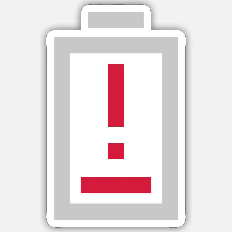Exclamation point battery no power - Sticker size S (10 x 10 cm) - white matte