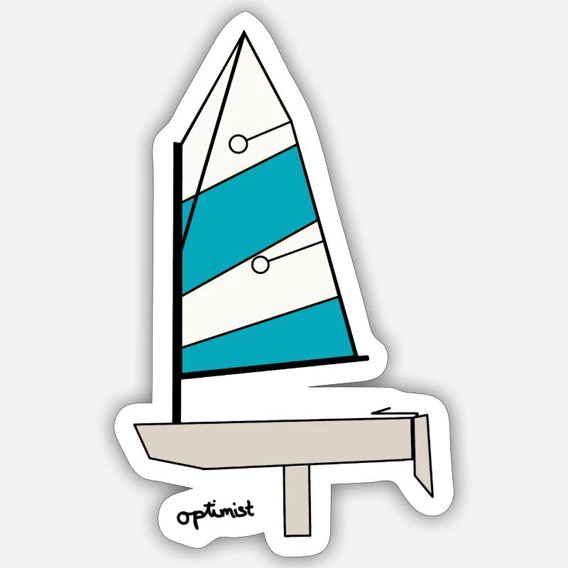 Optimist Segelboot Variante 3 - Sticker Größe S (10 x 10 cm) - Mattweiß