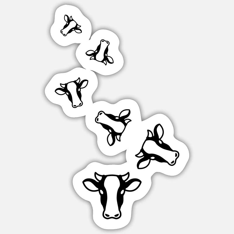 Tête de vache - Sticker taille S (10 x 10 cm) - blanc mat