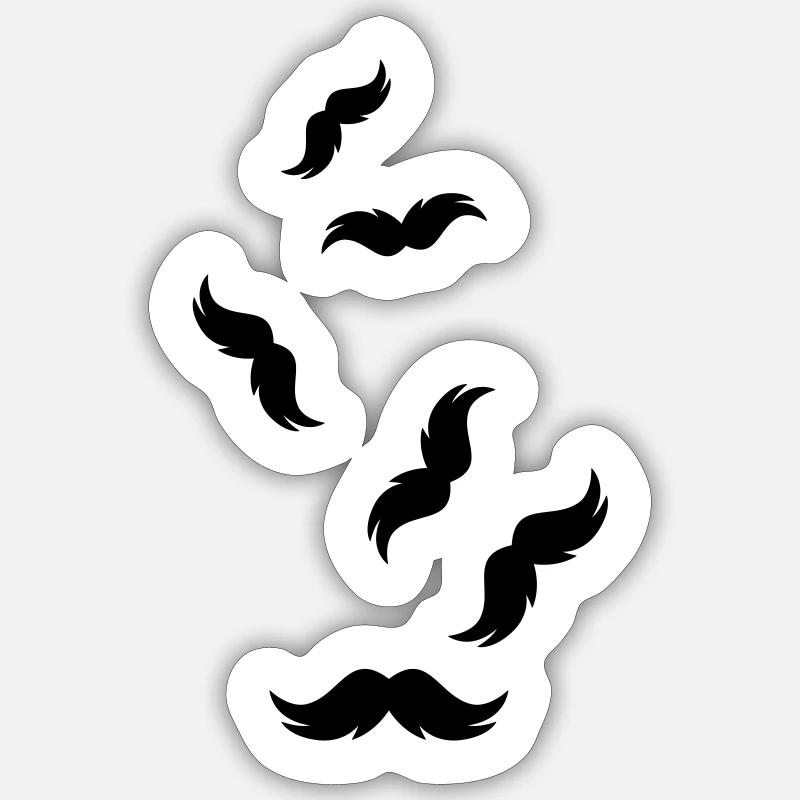 Symbole de moustache - Sticker taille S (10 x 10 cm) - blanc mat