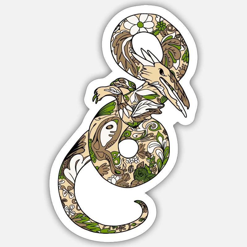 Dragon vert - Sticker taille S (10 x 10 cm) - blanc mat