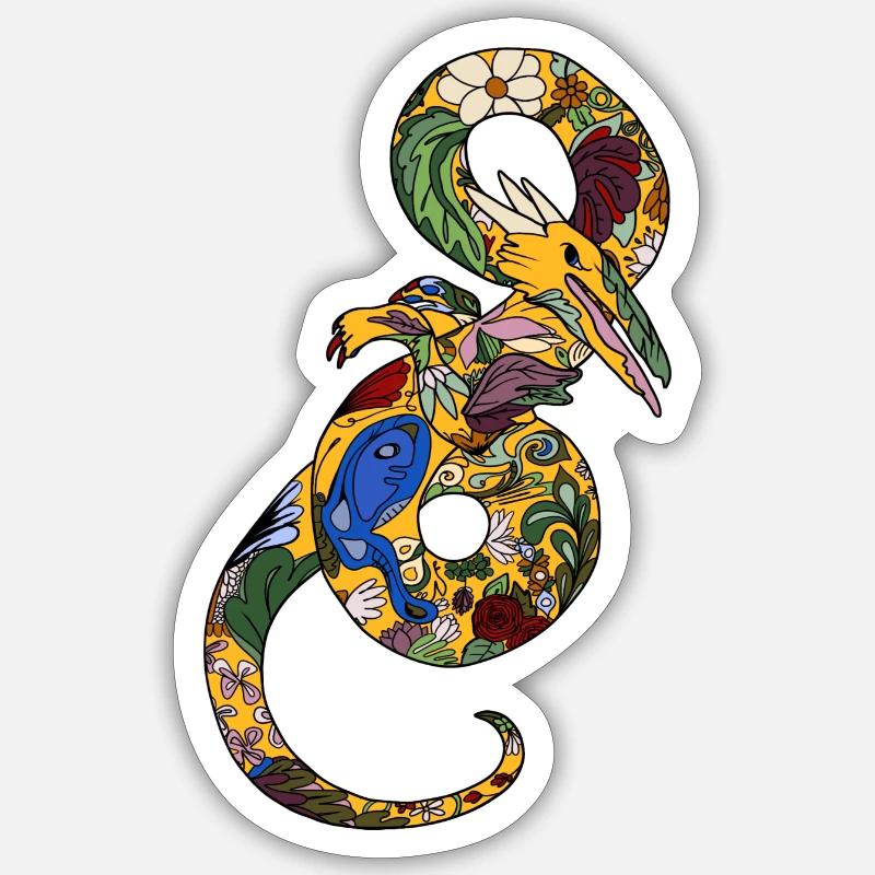 Dragon orange - Sticker taille S (10 x 10 cm) - blanc mat