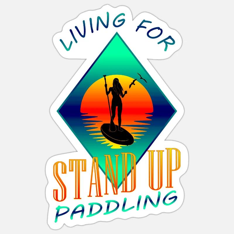 Stand Up Paddle - Sticker formato S (10 x 10 cm) - bianco opaco