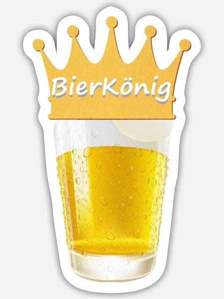 Bierkönig - Bier - Bierglas - Bierkrug - Sticker Größe S (10 x 10 cm) - Mattweiß