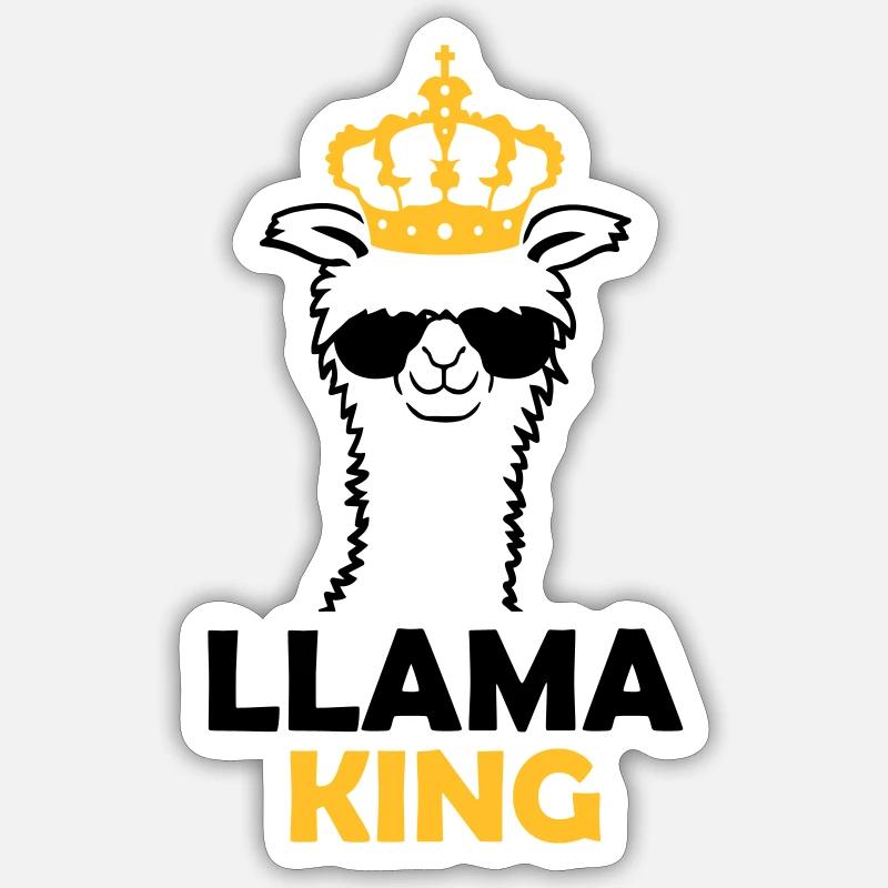 Llama King lustig Chef - Sticker Größe S (10 x 10 cm) - Mattweiß