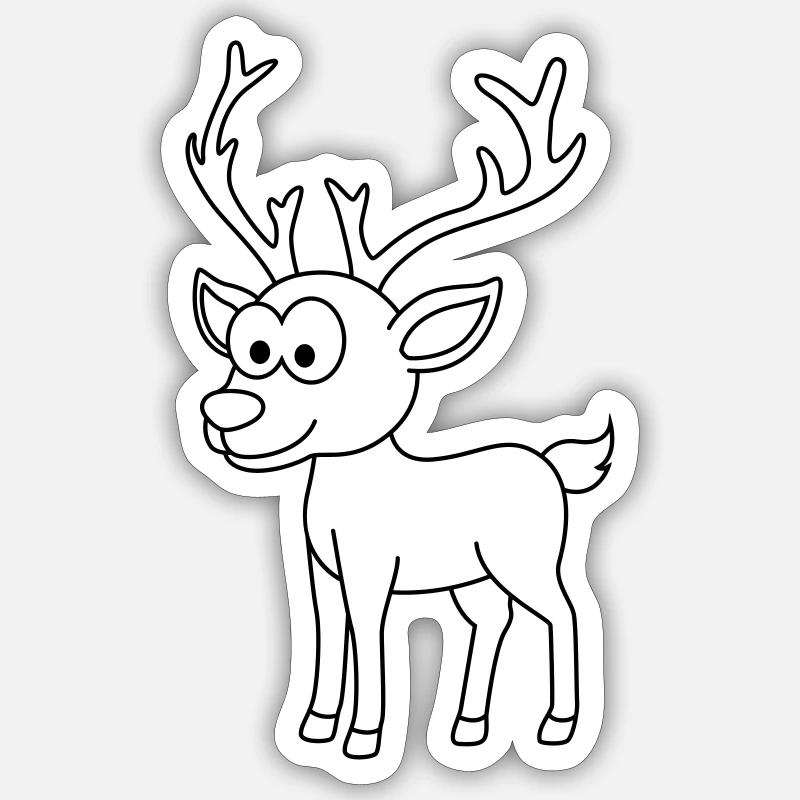 Hirsch Comic Tier - Sticker Größe S (10 x 10 cm) - Mattweiß