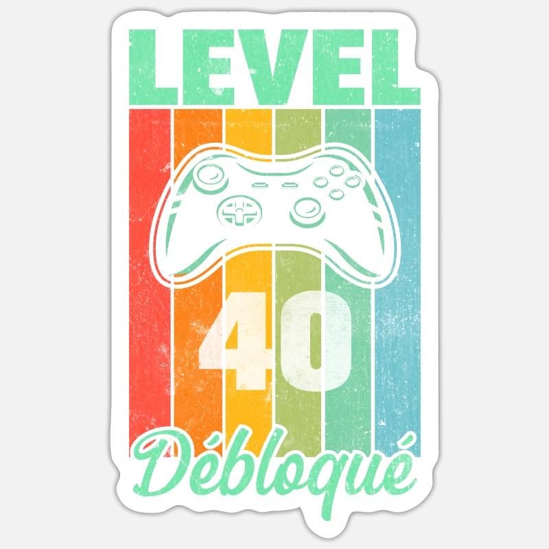 Level 40 débloqué - Sticker taille S (10 x 10 cm) - blanc mat