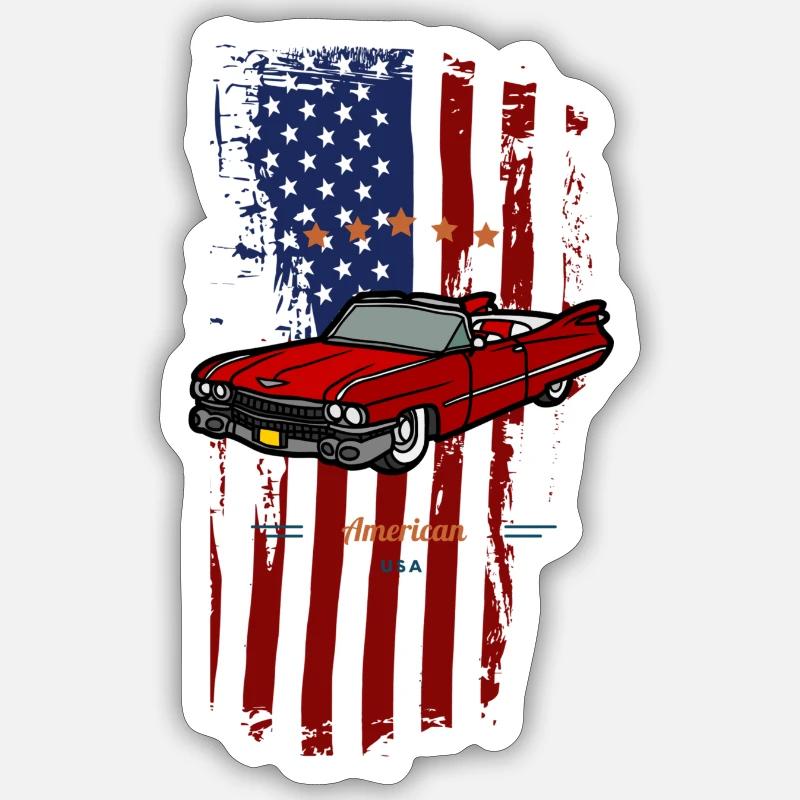 Drapeau américain - Sticker taille S (10 x 10 cm) - blanc mat