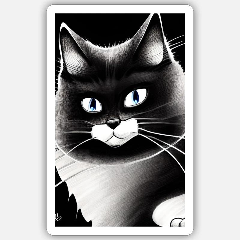Lächelnde Katze - Sticker Größe S (10 x 10 cm) - Mattweiß