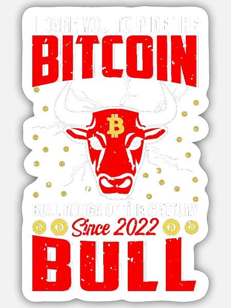 Bitcoin Stier - Sticker Größe S (10 x 10 cm) - Mattweiß