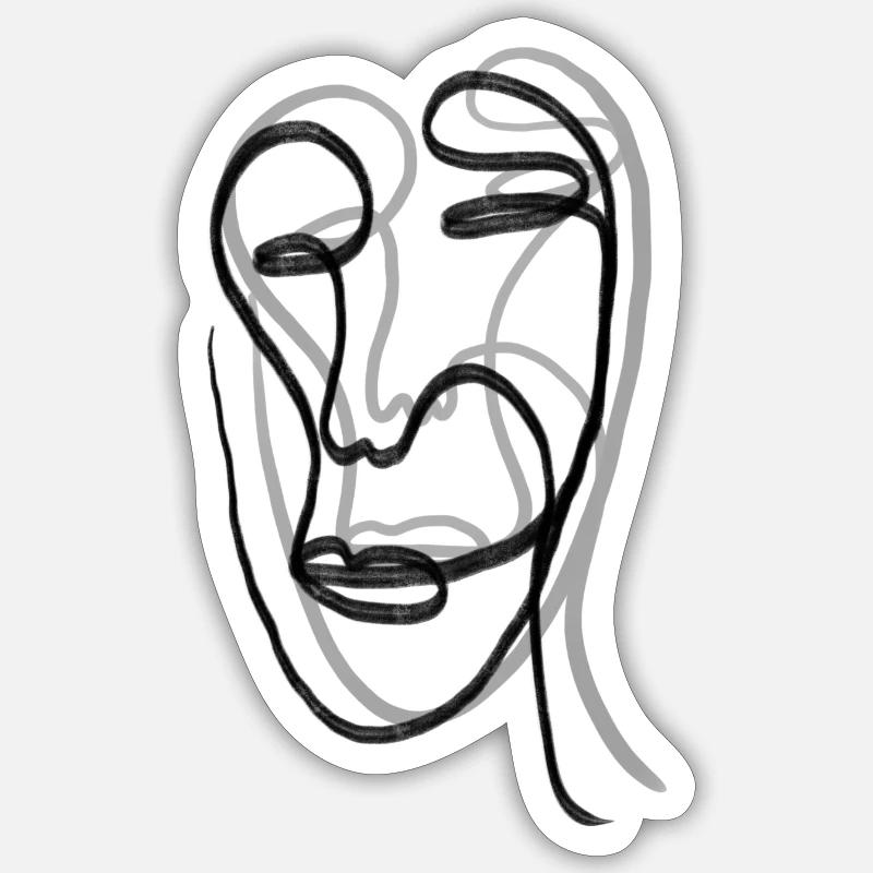 faceline double - Sticker Größe S (10 x 10 cm) - Mattweiß