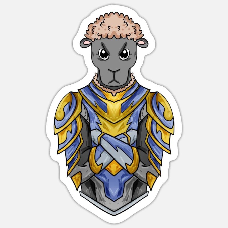 Knight Sheep Crusader - Sticker size S (10 x 10 cm) - white matte
