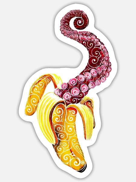 Swirly Mutant-Banana - Sticker size S (10 x 10 cm) - white matte