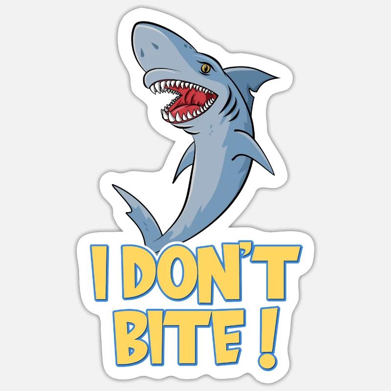 Requin Je ne mords pas requin - Sticker taille S (10 x 10 cm) - blanc mat