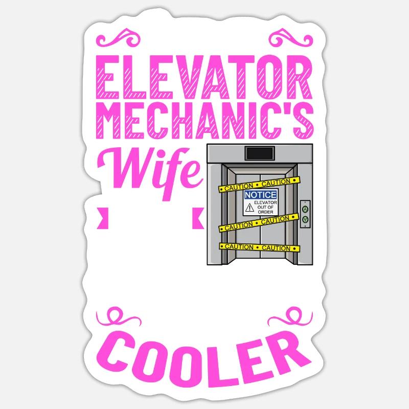Elevator Elevator System Technician Woman Elevator Elevator - Sticker size S (10 x 10 cm) - white matte