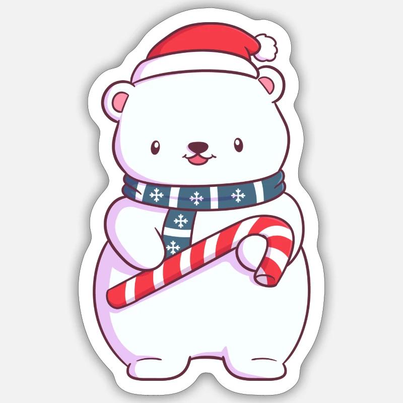 Weihnachtsbär - Sticker Größe S (10 x 10 cm) - Mattweiß