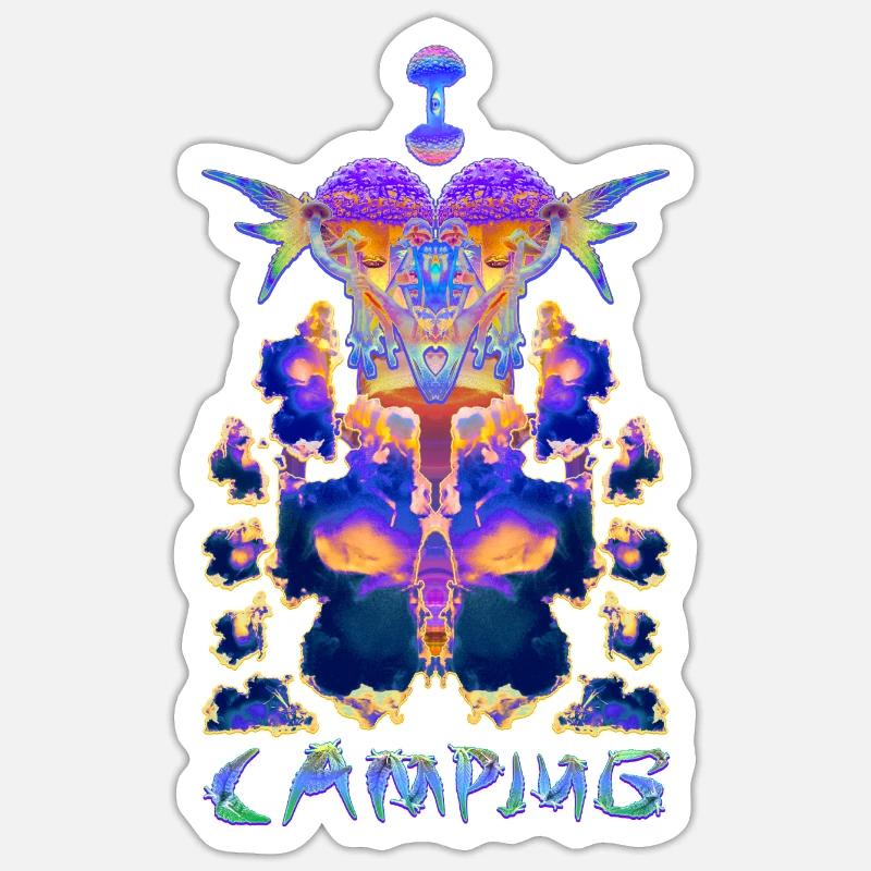 J’adore le camping - Sticker taille S (10 x 10 cm) - blanc mat