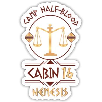 Cabin #16 in Camp Half Blood, Child of Nemesis - Sticker size S (10 x 10 cm) - white matte - Front