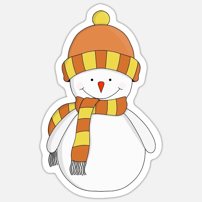 Frostiger Winterschneemann - Sticker Größe S (10 x 10 cm) - Mattweiß