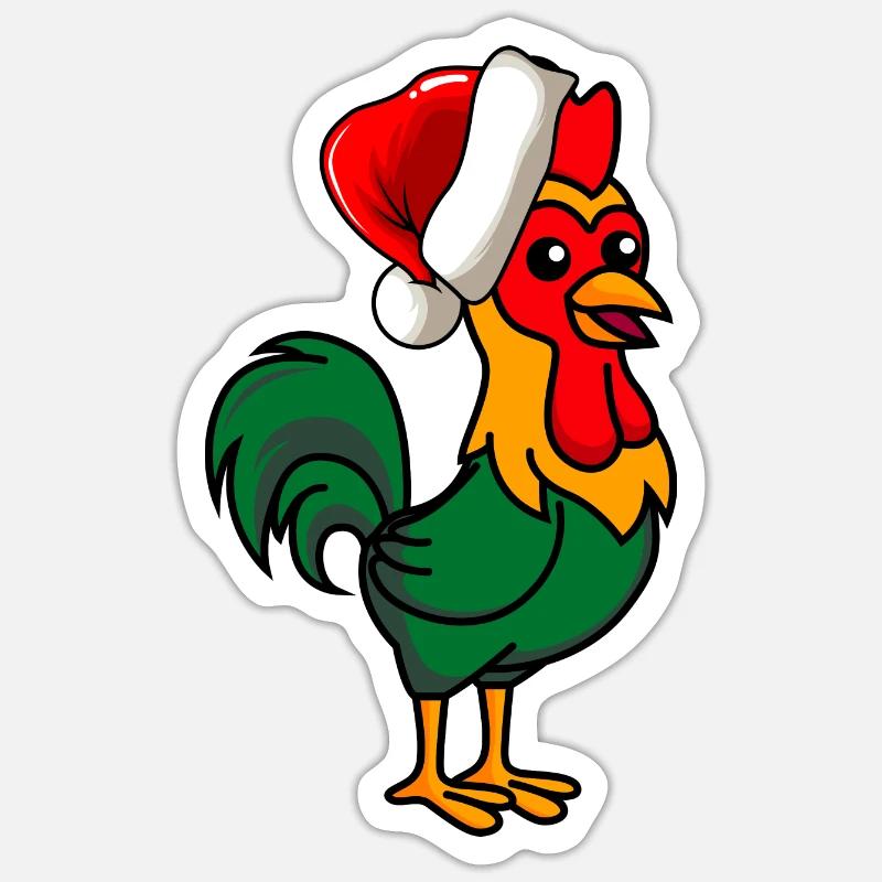 Hahn Comic Christmas - Sticker size S (10 x 10 cm) - white matte