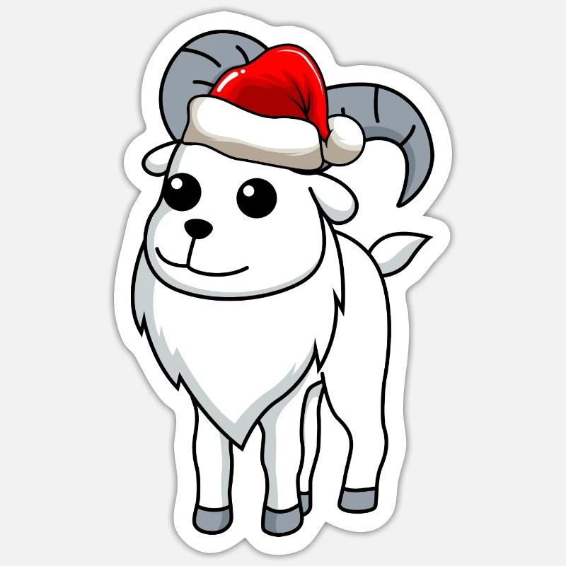 Mountain Goat Comic Christmas - Sticker size S (10 x 10 cm) - white matte