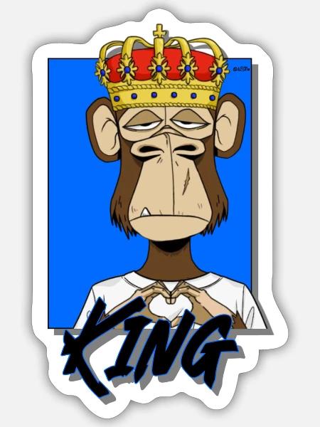 Niso Her King Crazymonkey - Sticker Größe S (10 x 10 cm) - Mattweiß