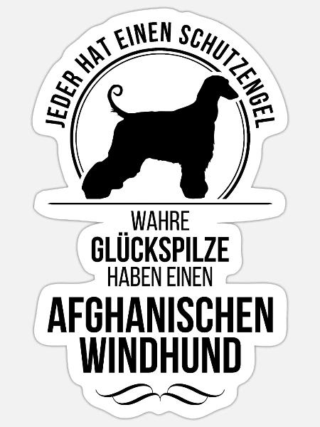 AFGHANISCHER WINDHUND Schutzengel Hunde Wilsigns - Sticker Größe S (10 x 10 cm) - Mattweiß