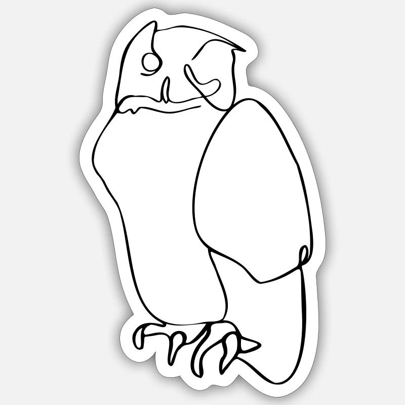 Hibou design - Sticker taille S (10 x 10 cm) - blanc mat