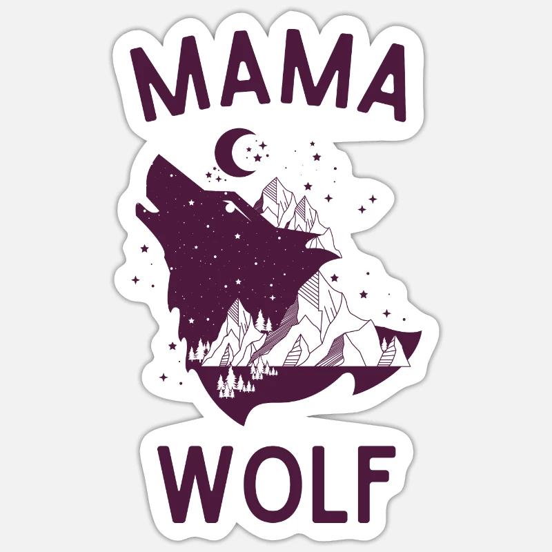 mama wolf - Sticker size S (10 x 10 cm) - white matte