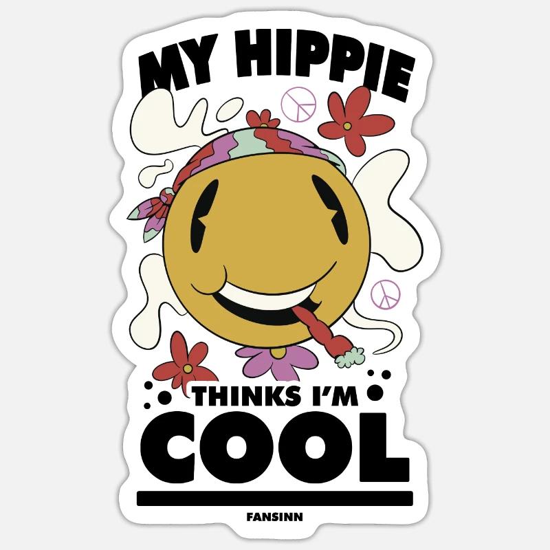 Drôle de hippie - Sticker taille S (10 x 10 cm) - blanc mat