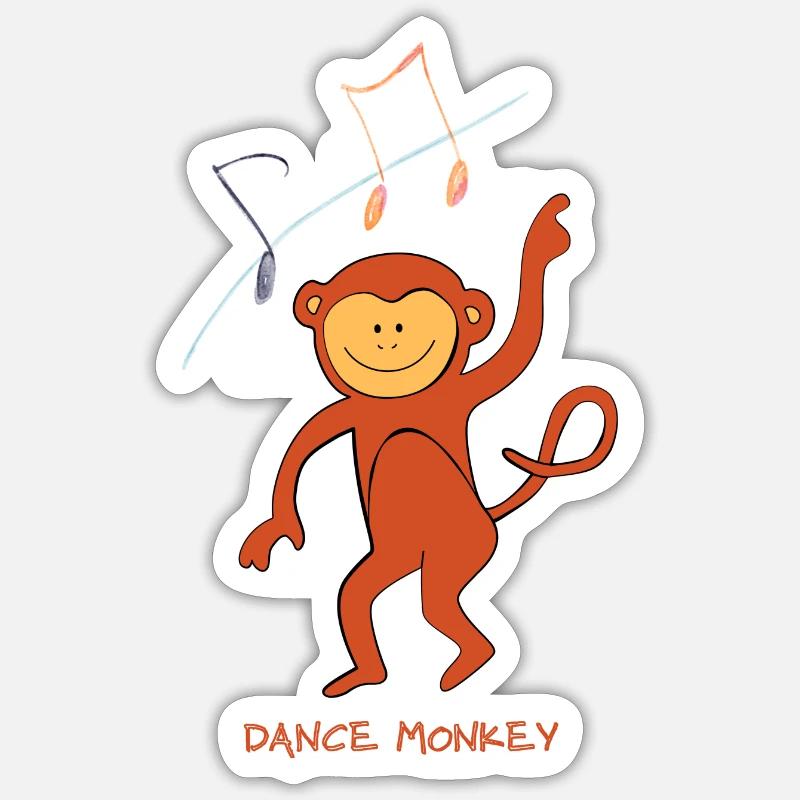Singe dansant - Sticker taille S (10 x 10 cm) - blanc mat